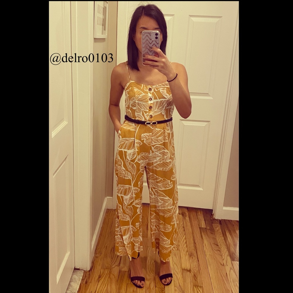 🔅Yellow Palm Leaf Cami Jumpsuit🔅